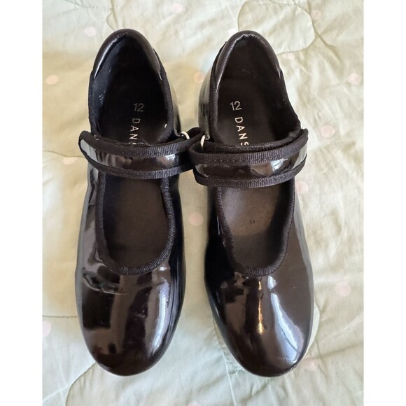 Danskin Other - Danskin Black Patent Mary Jane Tap Dance Shoes w/ Tap Plates kids size 12